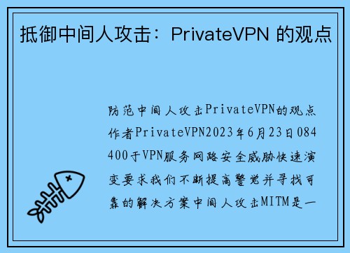 抵御中间人攻击：PrivateVPN 的观点